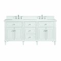 James Martin Vanities 72'' Double Vanity, Bright White w/ 3 CM Arctic Fall Solid Surface Top 424-V72-BW-3AF